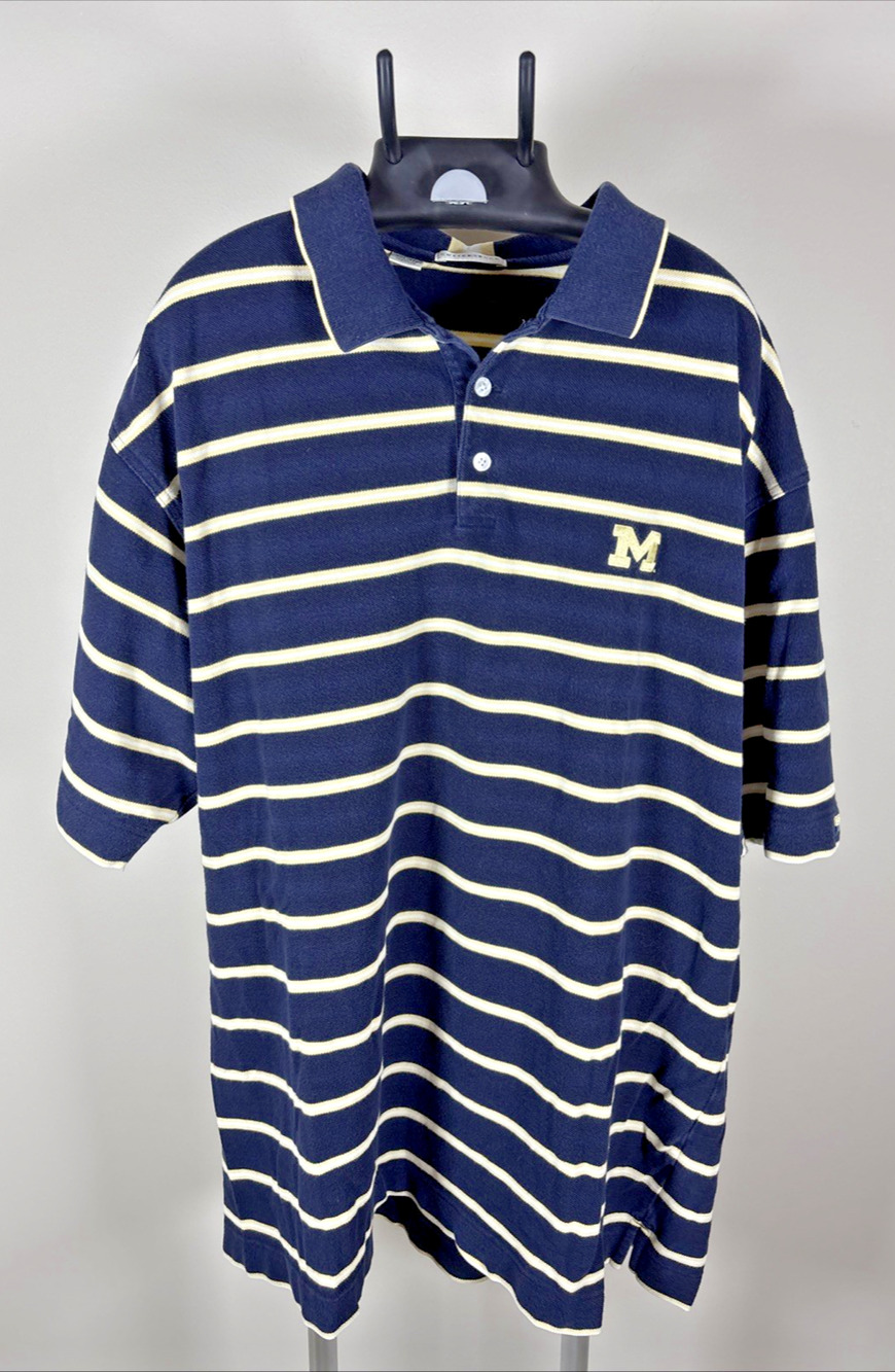 Vintage Cutter & Buck Michigan Wolverines NCAA Striped Golf Polo Mens XXL